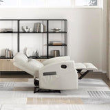 Lexicon Manual Recliner Chair, Wall Hugger Reclining Chair, Faux Leather Nursery Recliner, Tab Pull Reclining, Magazine Pocket, for Living Room/Theater Seating/Apartment, Easy Assembly, Beige