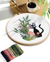 TINDTOP Embroidery Kit for Beginners Adult, Cat Embroidery Kit for Beginners Include Embroidery Cloth Hoops Threads for Craft Lover Hand Stitch with Embroidery Skill Techniques