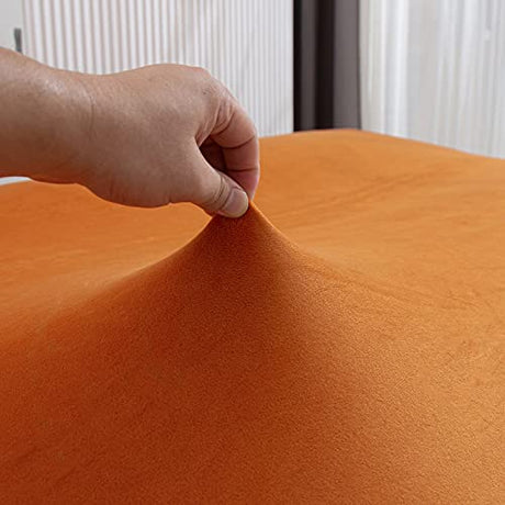 Armless Sofa Bed Cover Futon Slipcover Velvet Stretch Spandex Folding Sofa Couch Non-Armrest Furniture Protector (Velvet Orange) MIFXIN
