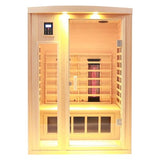 KUNSANA Ceramic Infrared Sauna, 2 Person Infrared Saunas for Home, Hemlock Wood Sauna Room, 2 in 1 Indoor Sauna with Low EMF Heaters + Ceramic Heating Cubes-Chromotherapy-Bluetooth Speaker KUNSANA