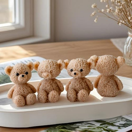 SENCCO Silicone Candle Molds, 3D Charming Bear Scented Candle Mold, Cozy Atmosphere Design, Odorless, BPA Free, Cute Animal Silicone Molds for Candle Making, DIY, Resin, Wax, Soap, Chocolate Etc SENCCO