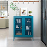 Chshin Blue Metal Cabinet,Metal Storage Cabinet,Metal Locker Storage Cabinet with 2 Mesh Doors and Adjustable Shelves,Metal Sideboard,Mesh Storage Cabinet for Home,Office,Kitchen.(40" H) Chshin