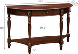 Solid Wood Semi-Circle Sofa Table with Drawer, 45.3" Traditional Living Room Console Table with Open Bottom Shelf 2-Tier Vintage Elliptical Entry Table for Home Office,Cherry Walnut SFZ1533 PADMA HOUSE