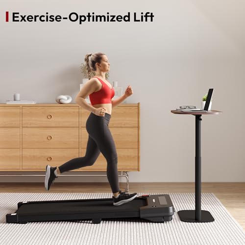 SANODESK Small Standing Desk Pneumatic Height Adjustable Sit Stand Laptop Desk Overbed Table Computer Cart for Home Office Workstations (23.6" W x 13.8" D, Black Walnut) SANODESK