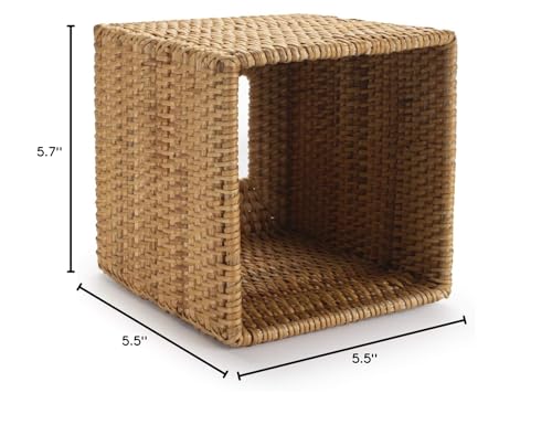 Rattan Tissue Box Cover Square, Hand Woven Wicker Tissue Holder, 5.5 x 5.5 X 5.7 inch, Natural YANGQIHOME