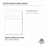Linen Home 100% Cotton Percale Weave Fitted Sheet, Queen Size, White, 1 Deep Pocket Fitted Sheet, Fits Mattress Upto 16" Crisp and Cool Strong Bed Linen, 60"X80"+15" Linen Home