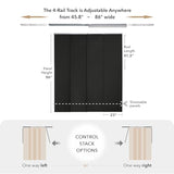 GoDear Design Adjustable Sliding Panel Track Blinds, Fits Windows, Patio Doors, Sliding Glass Doors, Closet Doors, Adjustable Track Width 45.8"- 86", Trimmable Panel Height Up to 96", Black King GoDear Design