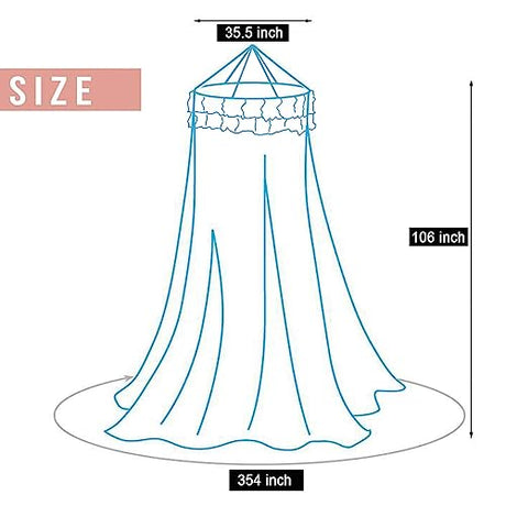 Kertnic Mosquito Net Bed Canopy for Girls, Princess Canopy Bed Curtain Fine Sheer Mesh Dome Bed Canopies, Kids & Adults Lace Tent for Twin Full Queen King Bed (Black) Kertnic