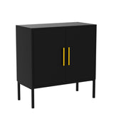 CARPETNAL Set of 2 Accent Storage Cabinet with Doors and Adjustable Shelf, Freestanding Buffet Cabinet, Modern Sideboard Buffet Cabinet for Living Room, Dining Room, Kitchen, Hallway (Black) CARPETNAL