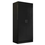 Madesa 2 Door Wardrobe Armoire Closet Hanging Storage Spacious Cabinet with Shelf 31 Inch Modern Organization Unit for Bedroom and Office - Black Madesa