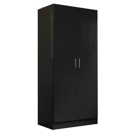 Madesa 2 Door Wardrobe Armoire Closet Hanging Storage Spacious Cabinet with Shelf 31 Inch Modern Organization Unit for Bedroom and Office - Black Madesa