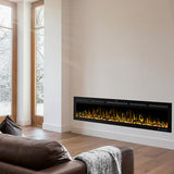 74" WiFi Smart Electric Fireplace Insert - Recessed & Wall Mounted Fireplace Heater with 13 Flame Colors & 6 Brightness Levels, APP/Touch/Remote Control, Timer, Crystal & Charcoal Decor, 750/1500W Vaczon