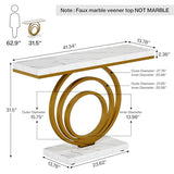 Tribesigns 41-Inch Gold Entryway Table, Modern Console Table Narrow Long, Contemporary Accent Table for Living Room, Hallway, Entrance, Faux Marble Veener Top Tribesigns