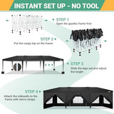 COBIZI 10x30 Canopy Party Tent with 8 Walls 10x30 Pop Up Canopy for Parties Waterproof UPF 50+ Outdoor Commercial Event Tent for Party Backyard Gazebo Canopy with Sidewalls & Sandbags(Black,10x30ft COBIZI