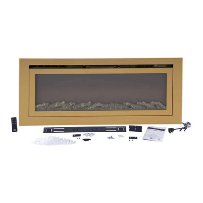 Touchstone Sideline Deluxe® -Gold Smart Electric Fireplace- 72 Inch Wide- Alexa®/WiFi-Enabled- in Wall Recessed- 5 Flame Settings- 9 Flame Colors- 1500W Heater- Log & Crystal Options- 86278