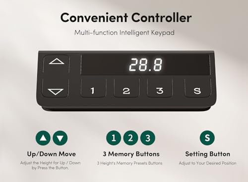 FEZIBO 48×24 Inchs, Adjustable Standing Desk - Whole-Piece Design with Drawers, Keyboard Tray & Storage Shelf, Light Rustic Top FEZIBO