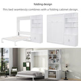 Merax 83.8" Tall Solid Wood Full Size Murphy Bed Cabinet with Multiple Storage Shelves and Cabinet, Foldable Hidden Platform Bedframe for Home, Bedroom, Small Room, Apartment Merax