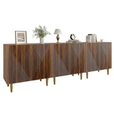BREEZEHEAT Sideboard Buffet Cabinet with Storage, Fluted Accent Cabinet with 6 Doors, Mid Century Modern Console Table with Adjustable Shelves, Stylish Credenzas for Living Room or Entryway, Walnut BREEZEHEAT