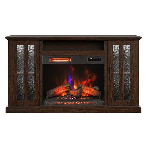 duraflame® Electric Fireplace TV Stand, Farmhouse Media Mantel with Storage, Stromburg Oak Duraflame