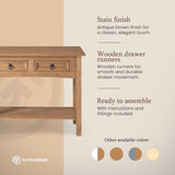 Furniture Dash Solid Wood Console Table Corona with 2 Drawers 34.49" W, 12.64" D, 28.82" H - Farmhouse Entryway Table with Storage Shelf, Tables for Living Room, Hallway Foyer for Office & Bedroom Furniture Dash