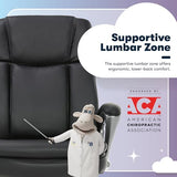 Serta Fairbanks Big & Tall Executive Office Chair, Ergonomic Comfy High-Back ComputerChairs with Lumbar Support, Semi-Plush Seat Cushion, Padded Armrests, Nylon Swivel Base, Bonded Leather, Black Serta