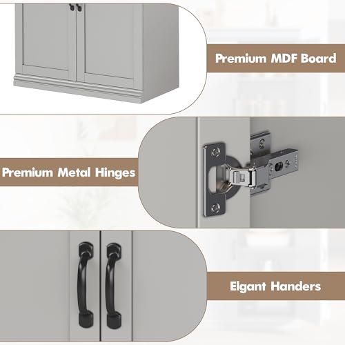 IDEALHOUSE Pantry Cabinet,70" Tall Kitchen Pantry Cabinet with Doors and Adjustable Shelves, Freestanding Cupboard, Tall Storage Cabinet for Bathroom, Dining Room, Living Room (Gray) IDEALHOUSE