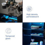 SUSSURRO LED TV Stand for 60/65 inch TV, Television Table Center Media Console with Drawer and Led Lights, High Glossy Modern Entertainment Center for Living Game Room Bedroom, Black SUSSURRO