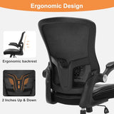 Ergonomic Office Chair, PU Leather Ergonomic Desk Chair with Mesh Back Adjustable Lumbar Support Home Gmaing Desk Chair with Wheels and Flip-Up Armrests, 360°Swivel, Tilt Lock and Wide Cushion-400LBS ZLHECTO