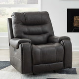 Signature Design by Ashley Trumble Modern Faux Leather Manual Rocker Recliner with Track Arms, Gray Signature Design by Ashley