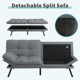 MUUEGM 71" Futon Sofa Bed, Comfortable Memory Foam Futons Sofa with Adjustable Backrest & Armrests, Convertible Loveseat Futon Bed for Compact Living Room, Apartment, Office, Grey MUUEGM