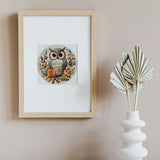 FONNUY Embroidery Kit for Beginners, Owl Flowers Pre-Stamped Pattern Kits for Adults with Hoop, Easy to Follow Color Thread Needlework, 8'' Hoop (Blue)