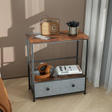 DALEMHOME Record Player Stand with Vinyl Storage, 2-Tier Record Shelf Table with Fabric Drawer, Holds Up to 110 Vinyl Records, Record Player Table for Turntable and Albums, 23.62"D × 11.81" W× 25.59"H DALEMHOME