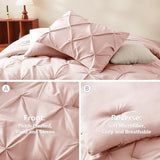 CozyLux Queen Comforter Set Blush Pink, 7 Pieces Pintuck Bed in A Bag, Premium Pink Comforter Queen Size, Pinch Pleat Bedding Sets with Comforter, Sheets, Pillowcases & Shams CozyLux