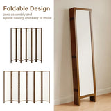 Linen Room Divider Privacy Screen, Foldable Wood Frame Partition Room Dividers with Removable Linen Fabric Curtain, Room Divider Panel, Zero Assembly for Home, Office, or Studio Brown 6 Panel Svimi