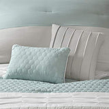 510 DESIGN Cozy Comforter Set - Geometric Honeycomb Design, All Season Down Alternative Casual Bedding with Matching Shams, Decorative Pillows, King(104"x92"), Seafoam/Grey 8 Piece 510 DESIGN