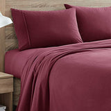 Flannel Sheets Warm and Cozy Deep Pocket Breathable All Season Bedding Set with Fitted, Flat and Pillowcases, King, Burgundy Red Sweet Home Collection