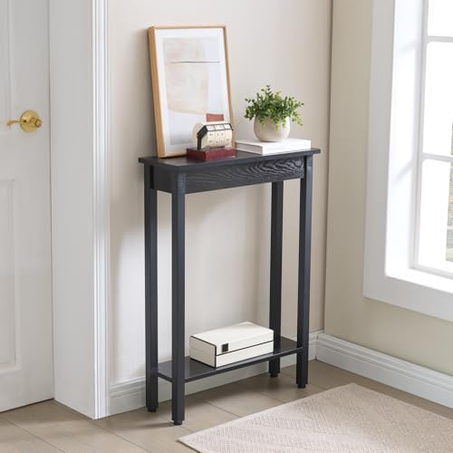 Small Console Table with Shelf Little Narrow Entryway Table Skinny Thin High Tall Display Stand for Entry Hall Hallway, Foyer, as Eextension for Long Behind Couch Sofa Table / Kitchen Countertop BAMGROW