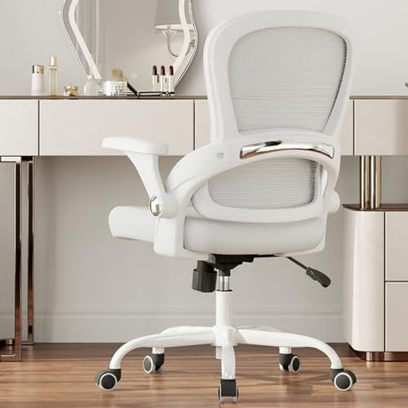 TRALT Office Chair - Ergonomic Office Chair with Back Support, Home Office Desk Chairs, Comfy Desk Chair, Computer Chair, 330lbs Wide Seat Big and Tall Office Chairs for Gamers(White) TRALT