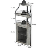 GAOMON Corner Wine Bar Rack Cabinet with Detachable Wine Rack, Bar Cabinet with Glass Holder, Small Sideboard and Buffet Cabinet with Mesh Door (Grey) GAOMON