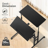 Athena Collection Height Adjustable Rolling Desk Mobile Portable Laptop Stand Cart Small Sit Standing Desk Computer Table Workstation for Home Office, Black Athena Collection