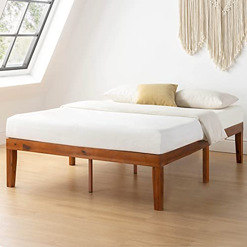 Mellow Naturalista Classic 16 Inch Solid Wood Platform Bed with Wooden Slats, Cherry, Queen Mellow
