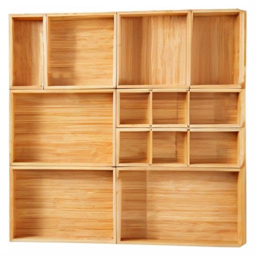 Fabsome Drawer Organizer, Set of 9 Bamboo Wood Kitchen Makeup Desk Junk Tea Drawer Storage Boxes Bins for Cutlery Silverware Utensils Flatware, Small Wooden Container Tray for Bathroom, Office Fabsome