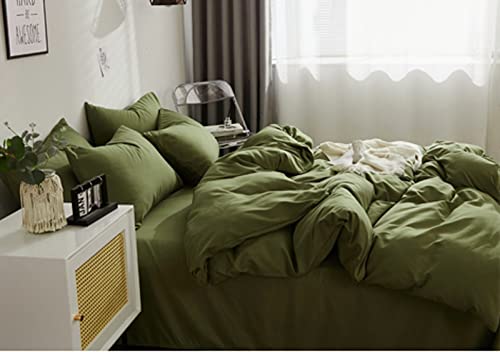 Nanko King Comforter Set Dark Green, Olive Green Soft Reversible All Season Down Alternative Quilted Duvet Insert, Microfiber Filling, Luxury Quality Bedding Sets in a Bag 3PCs 104x90 inch Sage Nanko