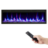 CABIHOME 60 Inch Electric Fireplace Wall Recessed and Wall Mounted with Adjustable Flame Color, Speed, Brightness, Low Noise, Built-in Timer, Log & Crystal, Remote Control & Touch Screen, 750/1500W CABIHOME