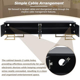 ON-TREND Modern TV Stand with Metal Legs and Gold Handles for TVs Up to 80'', Media Console Table with Cabinets and Adjustable Shelves, Luxury TV Cabinet with Geometric Lines for Living Room, Black Harper & Bright Designs
