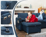 DURASPACE Sofa Bed Sleeper Pull Out 2 in 1 Sectional Sleeper Sofa Couches with Storage,USB, Cup Holder,Pullout Sectional Couches for Apartment Living Room (Blue) DURASPACE