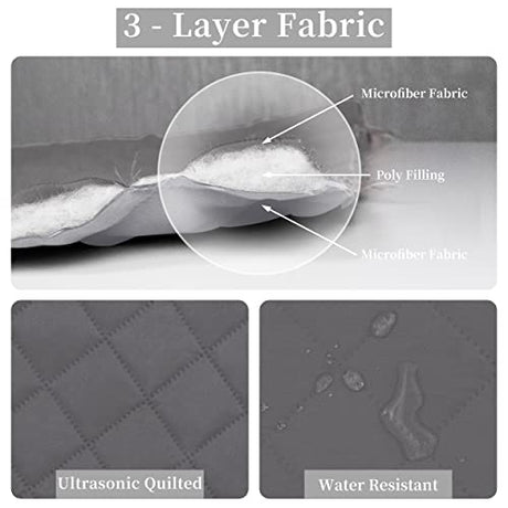 Easy-Going Full/Queen Size Reversible Quilt Set with 1 Quilt and 2 Pillow Shams, Soft Bed Quilt Cover, Lightweight Microfiber Bedspread, Water and Stain Resistant, Gray/Light Gray Easy-Going