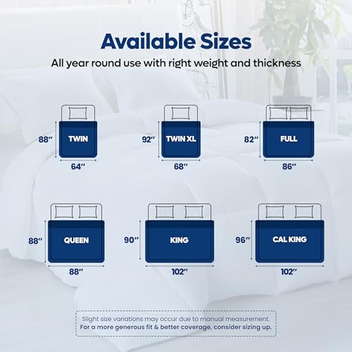 Utopia Bedding Comforters Twin XL Size, All Season Duvet Insert, Down Alternative Box Stitched Bed Comforter with Corner Tabs, Machine Washable (White) Utopia Bedding