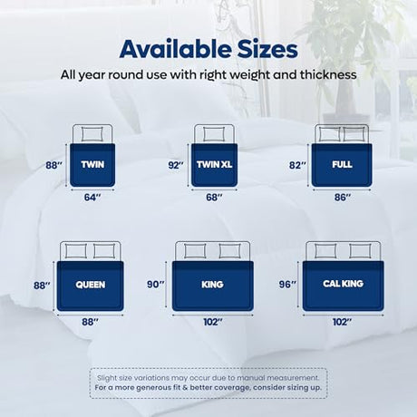 Utopia Bedding Comforters Twin Size, All Season Duvet Insert, Down Alternative Box Stitched Bed Comforter with Corner Tabs, Machine Washable (White) Utopia Bedding