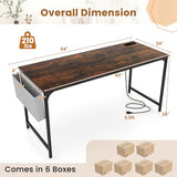Giantex 30 FT Conference Table with Charging Station, 6 PCS 60" x 24" Rectangular Large Meeting Room Desk with Storage Bag & Hook, Space Saving Seminar Table, Modern Office Computer Desk for 12 People Giantex